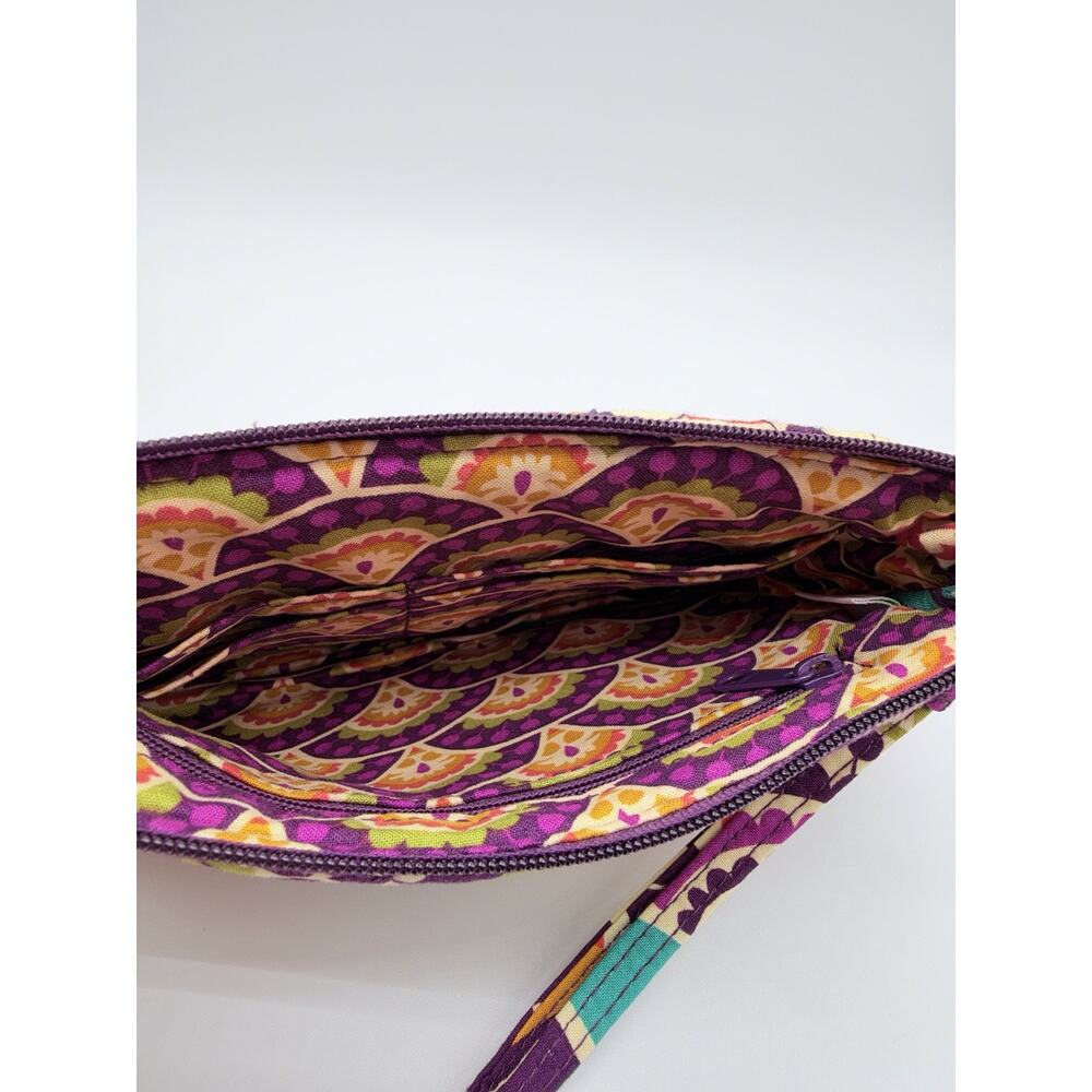 Vera Bradley Pushlock Wristlet PLUM CRAZY Push Lock & Zip Top Zip Inner Pocket - Picture 7 of 10